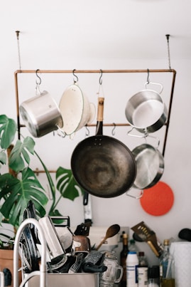 black frying pan on stove