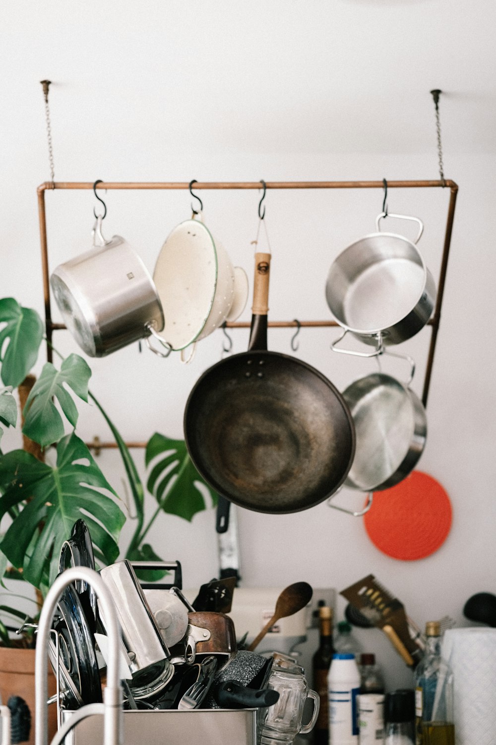 black frying pan on stove