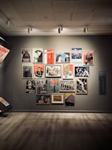 black wooden table with assorted photos