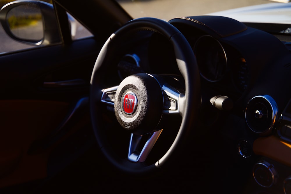 black bmw car steering wheel