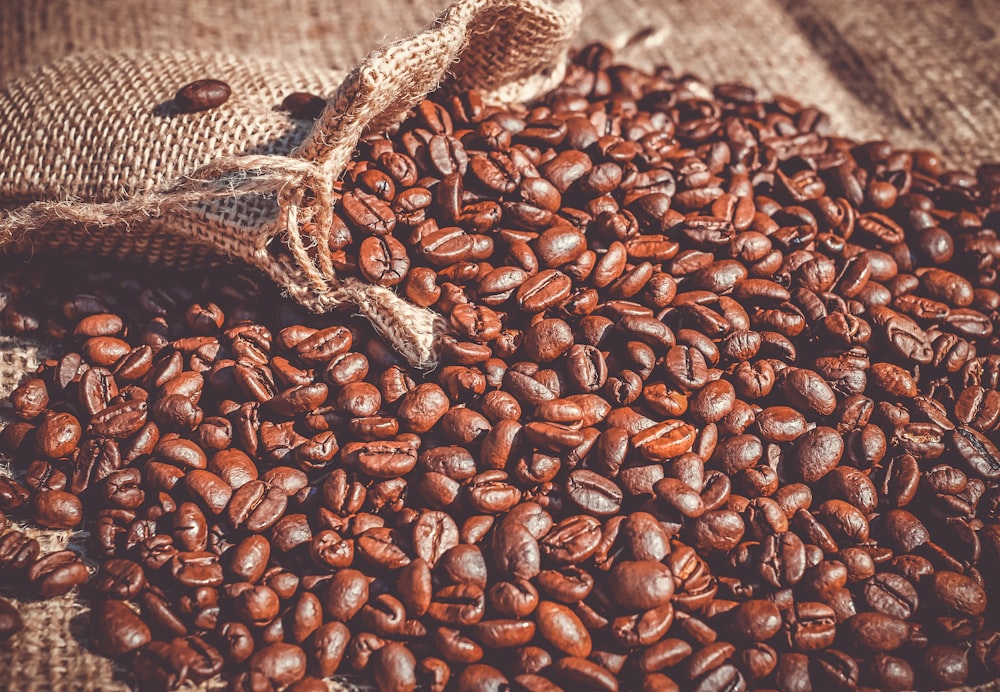 brown coffee beans on brown sand