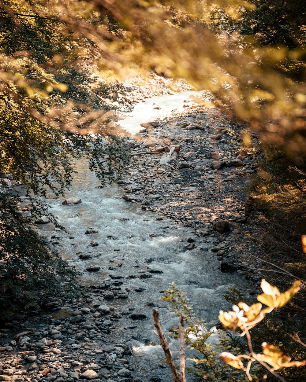 water flowing on brown rock