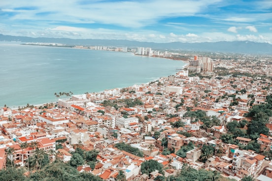 aerial view of city near body of water during daytime