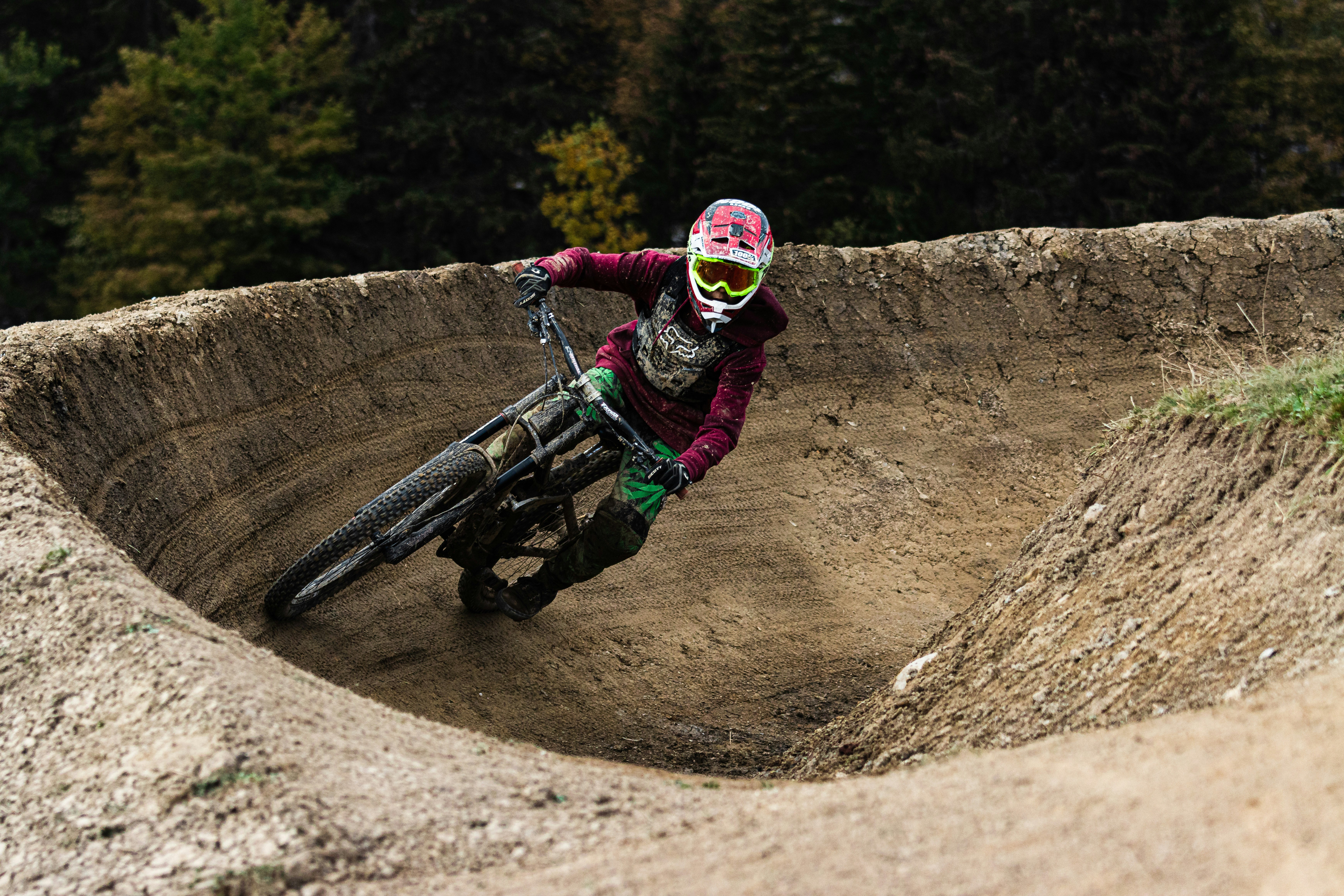 Mountain biker hitting a jump at Trestle