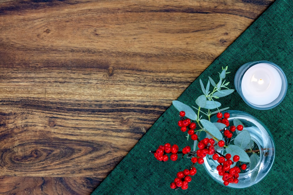 green and red floral textile