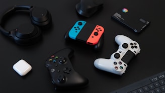 white and orange game controller