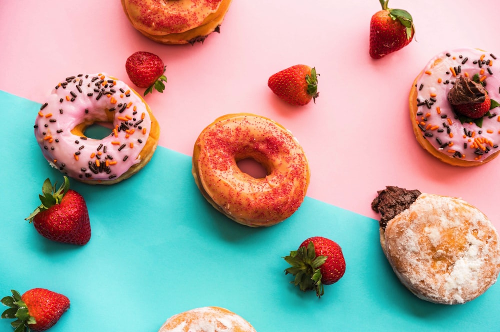 doughnut with strawberry on top