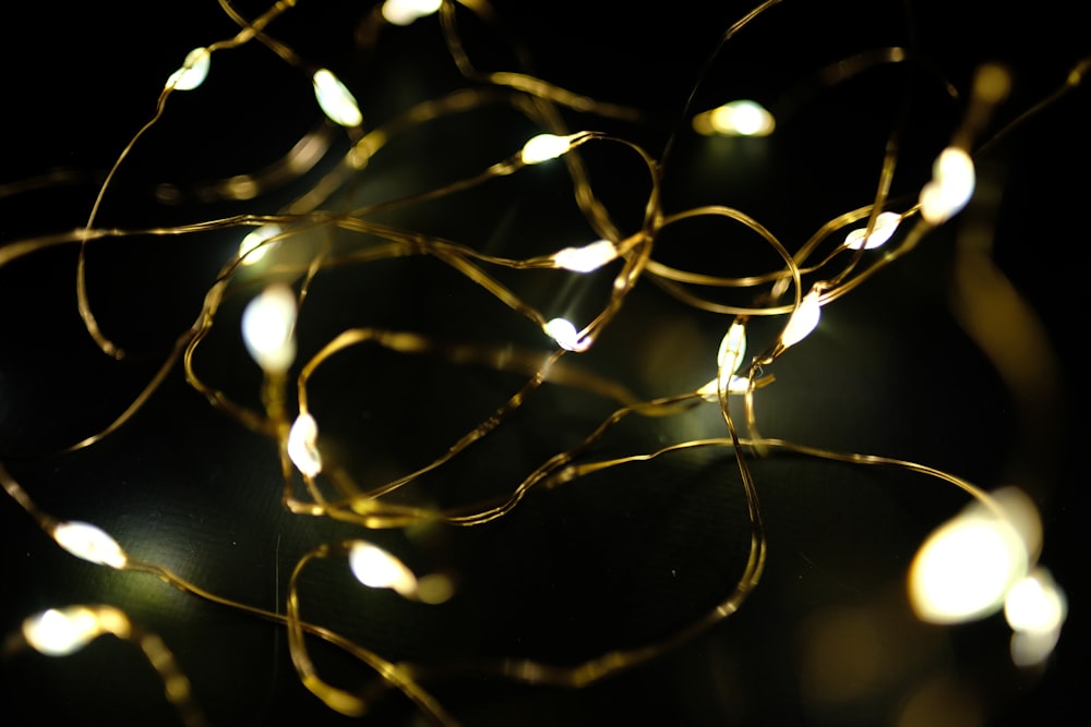 water droplets on silver wire