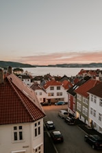 A scenic view of a coastal town in South Zealand with charming houses.