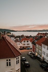 A scenic view of a coastal town in South Zealand with charming houses.