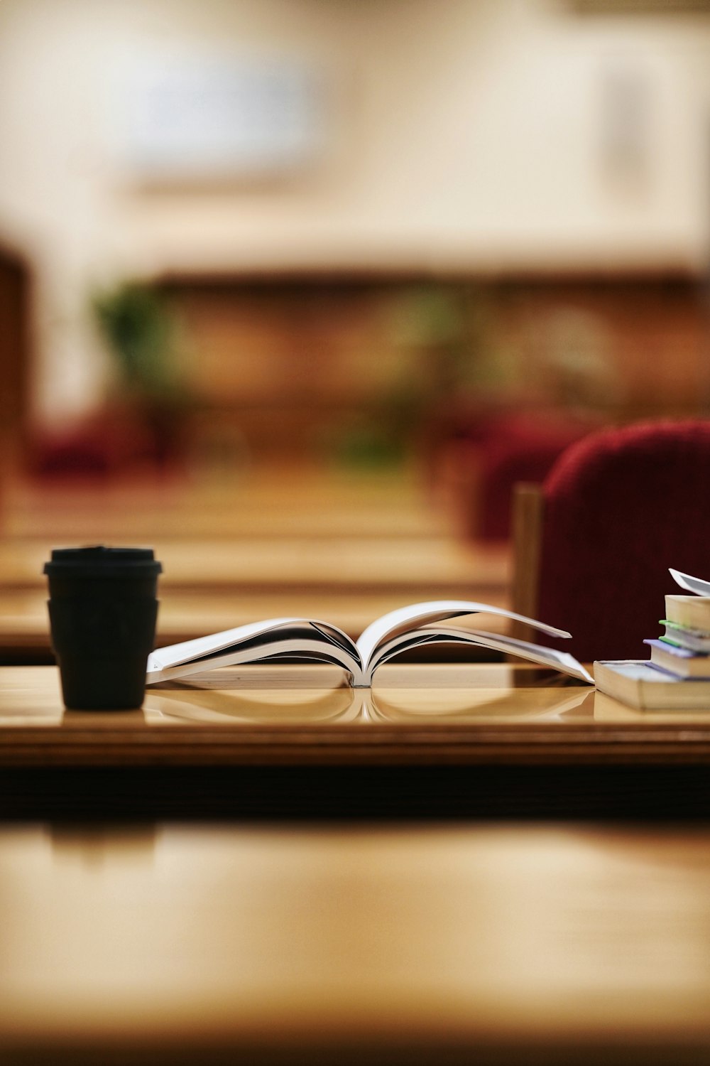 book page on brown wooden table