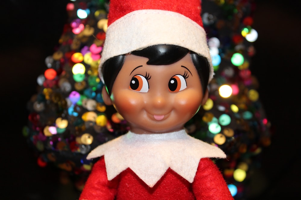 boy in red and white santa hat