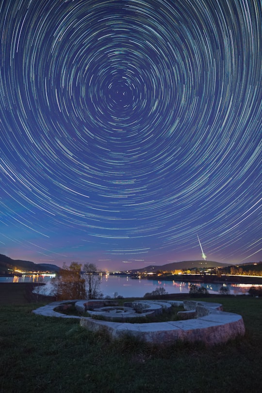 time lapse photography of fireworks during night time in Irrsee Austria