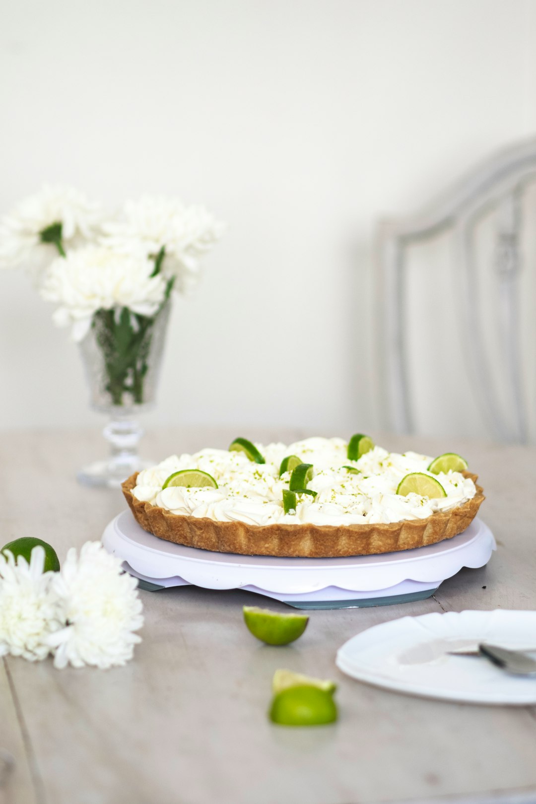 brown and white pie on white ceramic plate