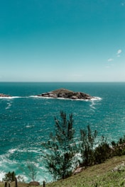 green trees on island surrounded by blue sea under blue sky during daytime
