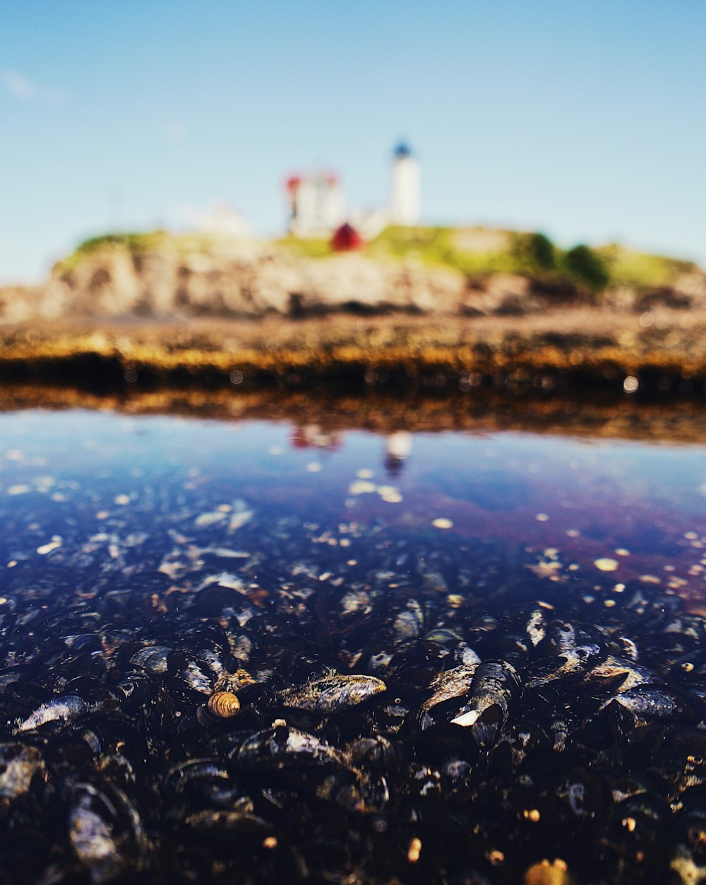 black stones on water during daytime