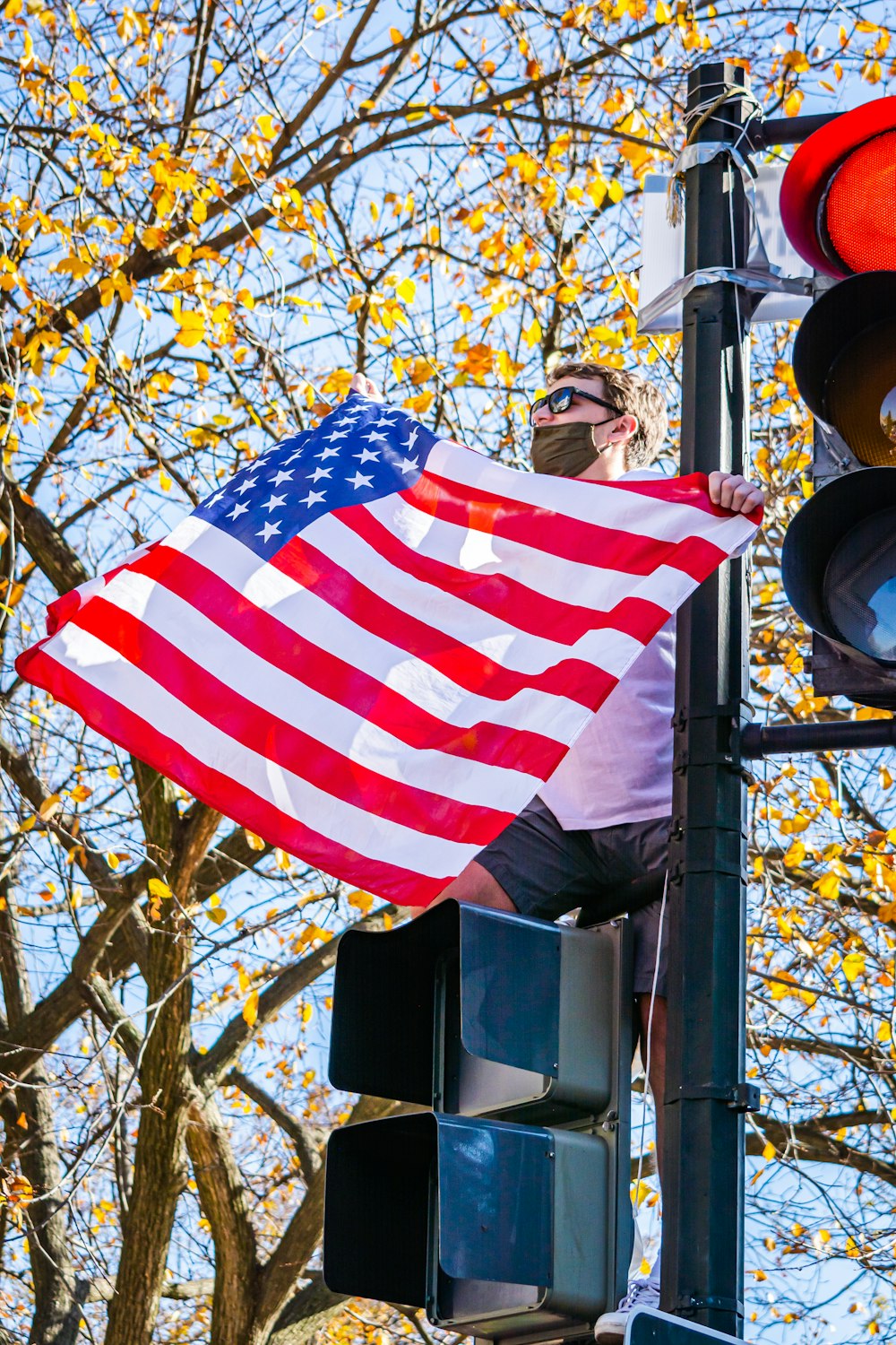 us a flag on pole