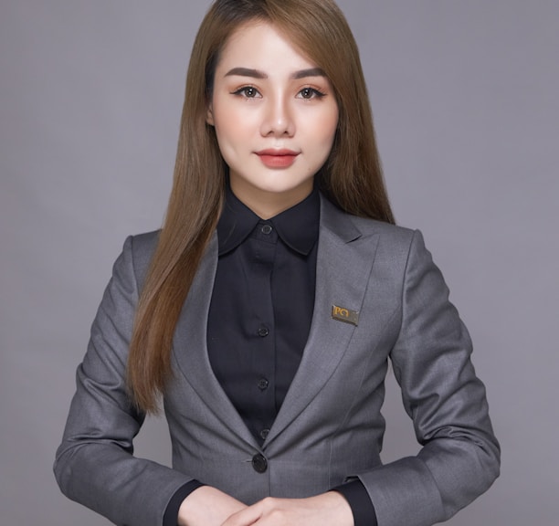 woman in black suit jacket