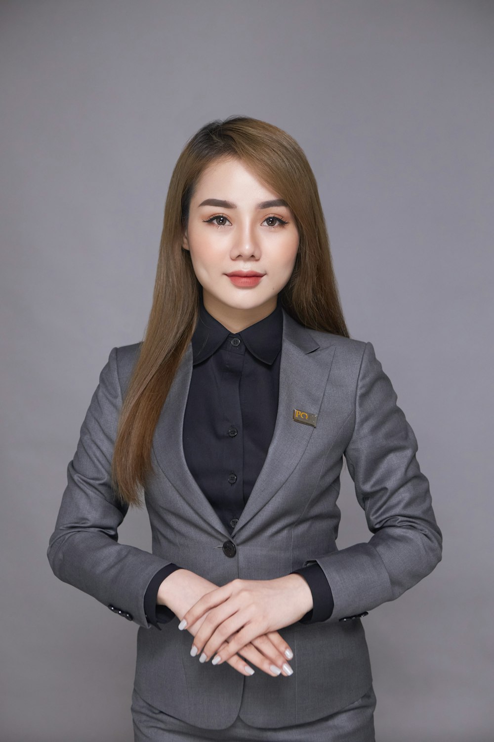 woman in black suit jacket