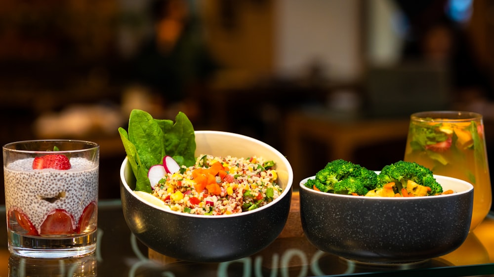 green vegetable in black ceramic bowl