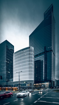 black and white high rise building