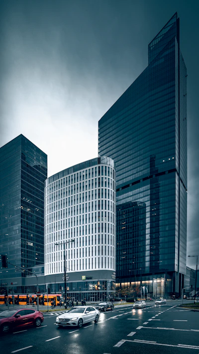 black and white high rise building