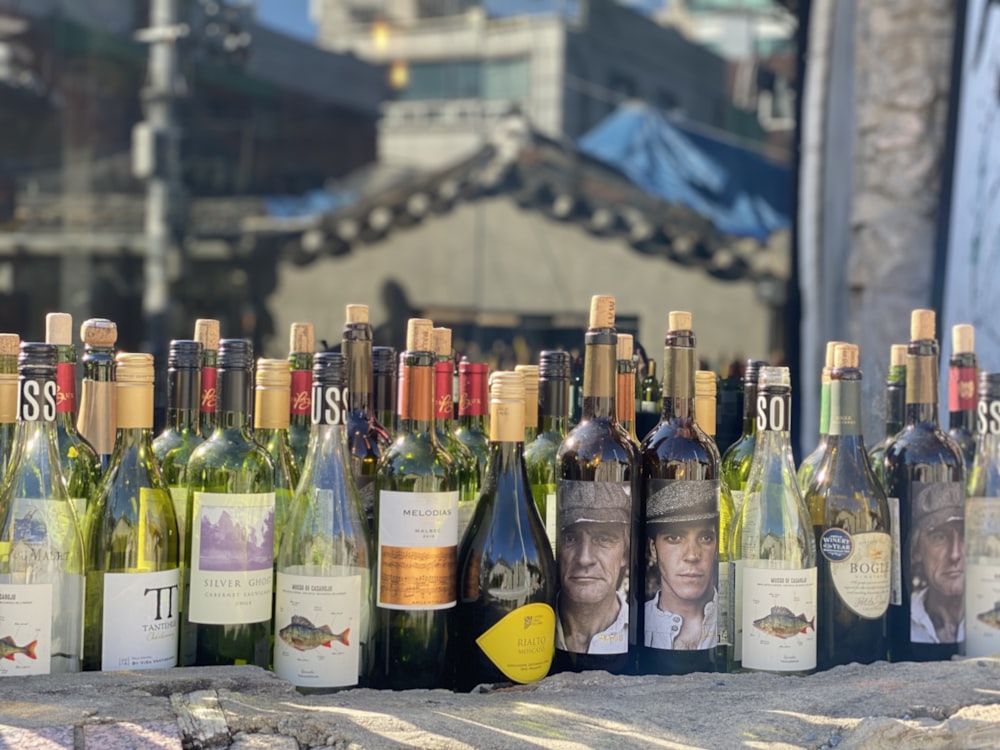 a number of bottles of wine on a table