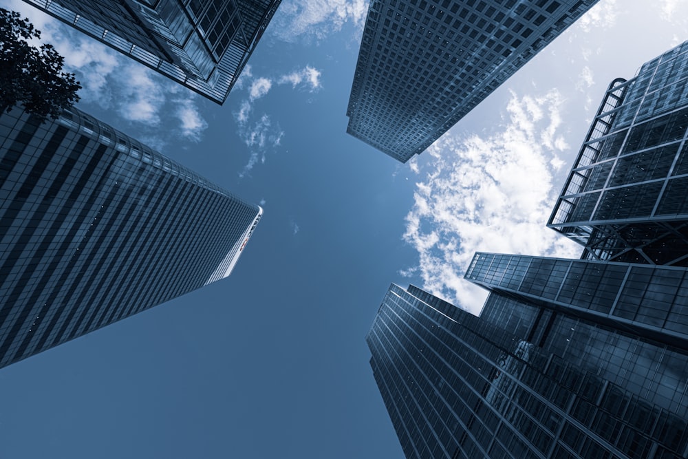 low angle photography of high rise buildings under blue sky during daytime