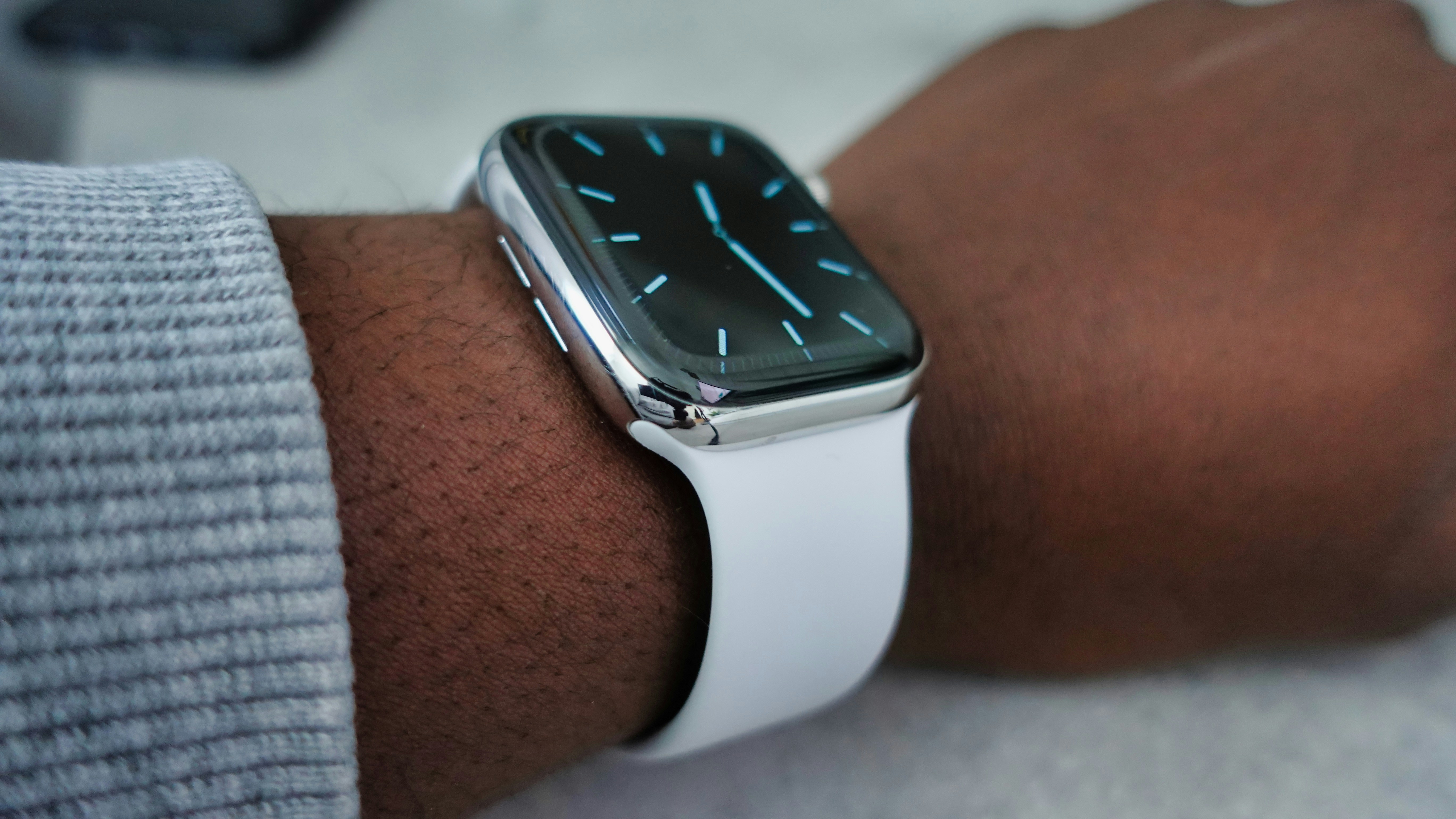silver and white analog watch