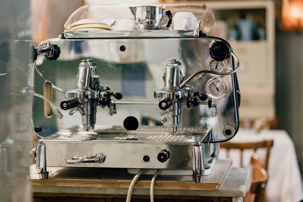 An old-fashioned Italian espresso machine.