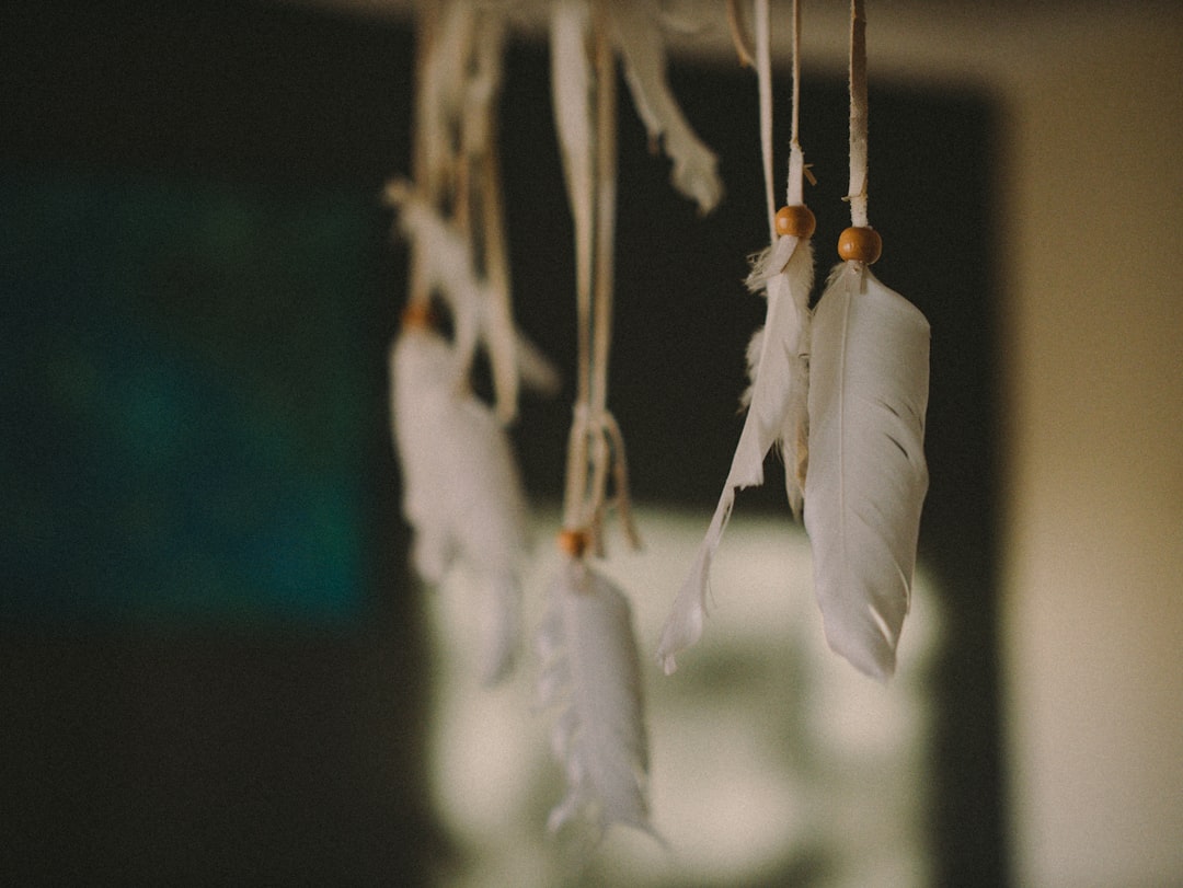 white and brown hanging decor