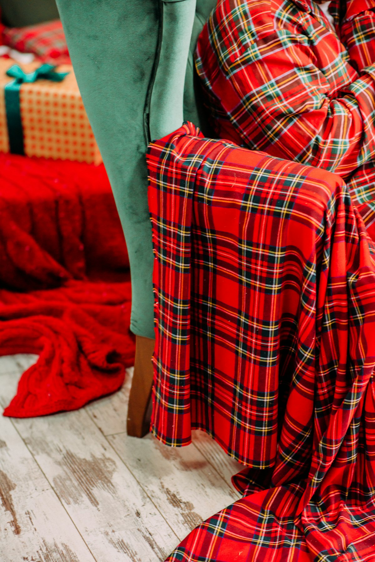 Cozy plaid throw blanket close-up