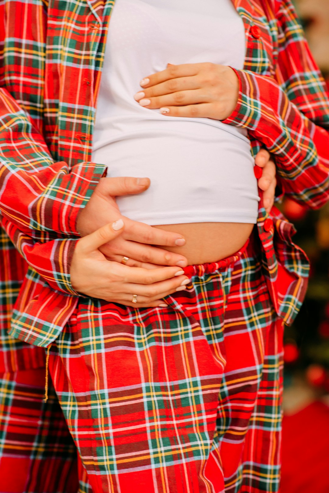 woman in red and black plaid shirt and white panty