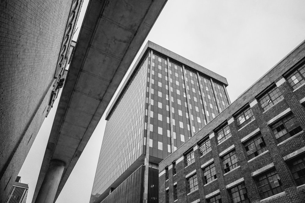 grayscale photo of concrete building