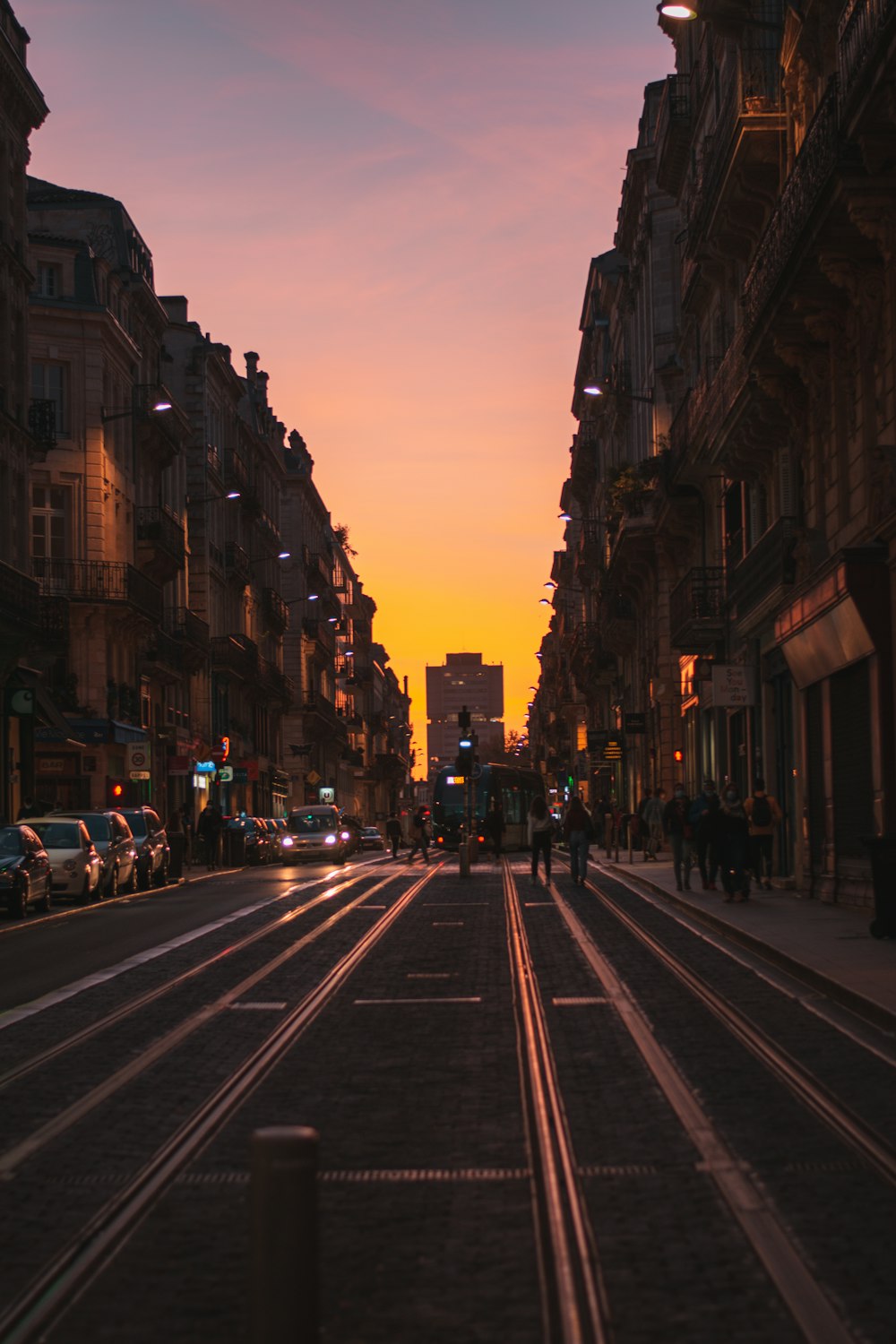 cars on road between buildings during daytime