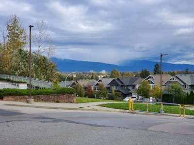 A modern residential neighborhood with houses.