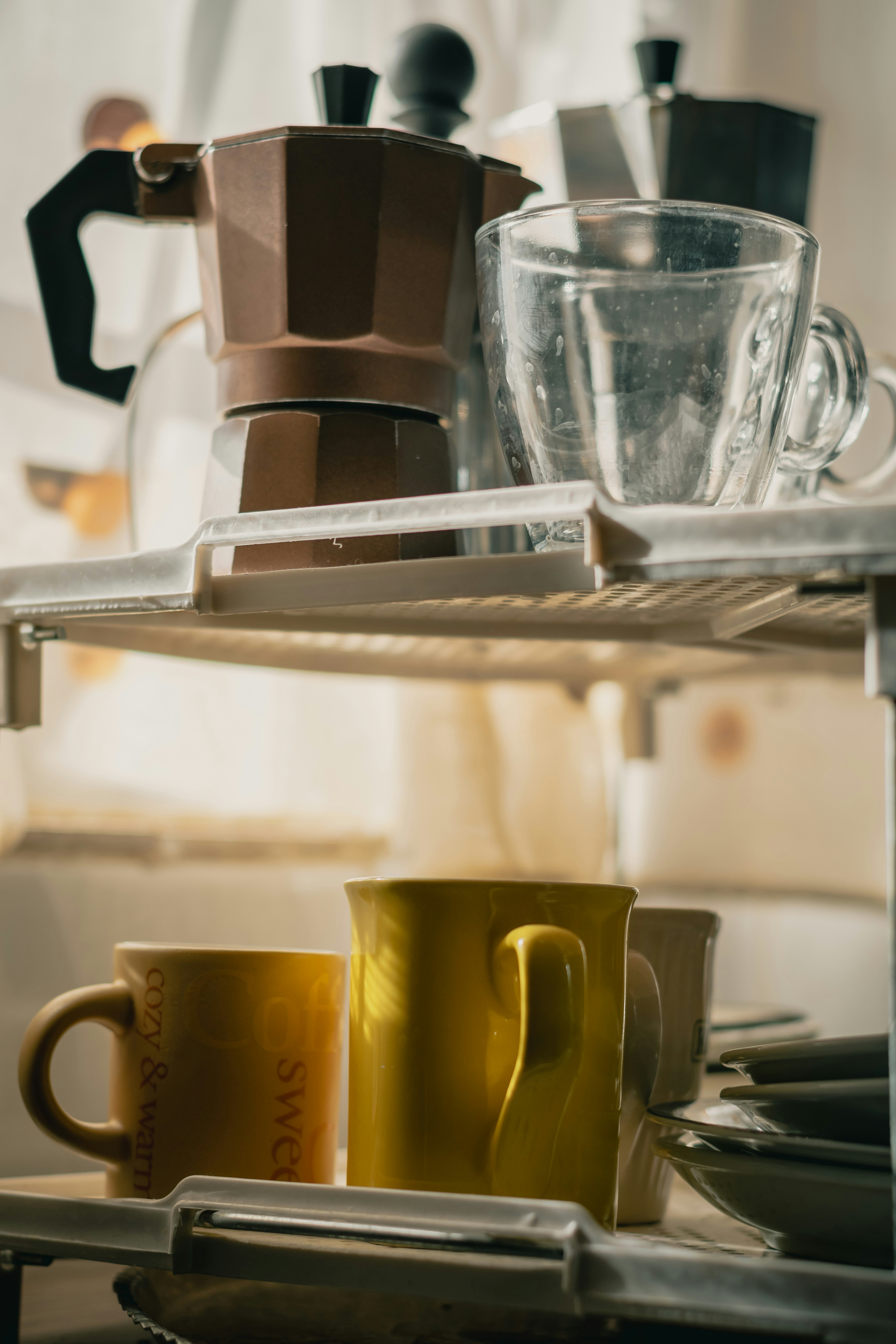 yellow ceramic mug on white table