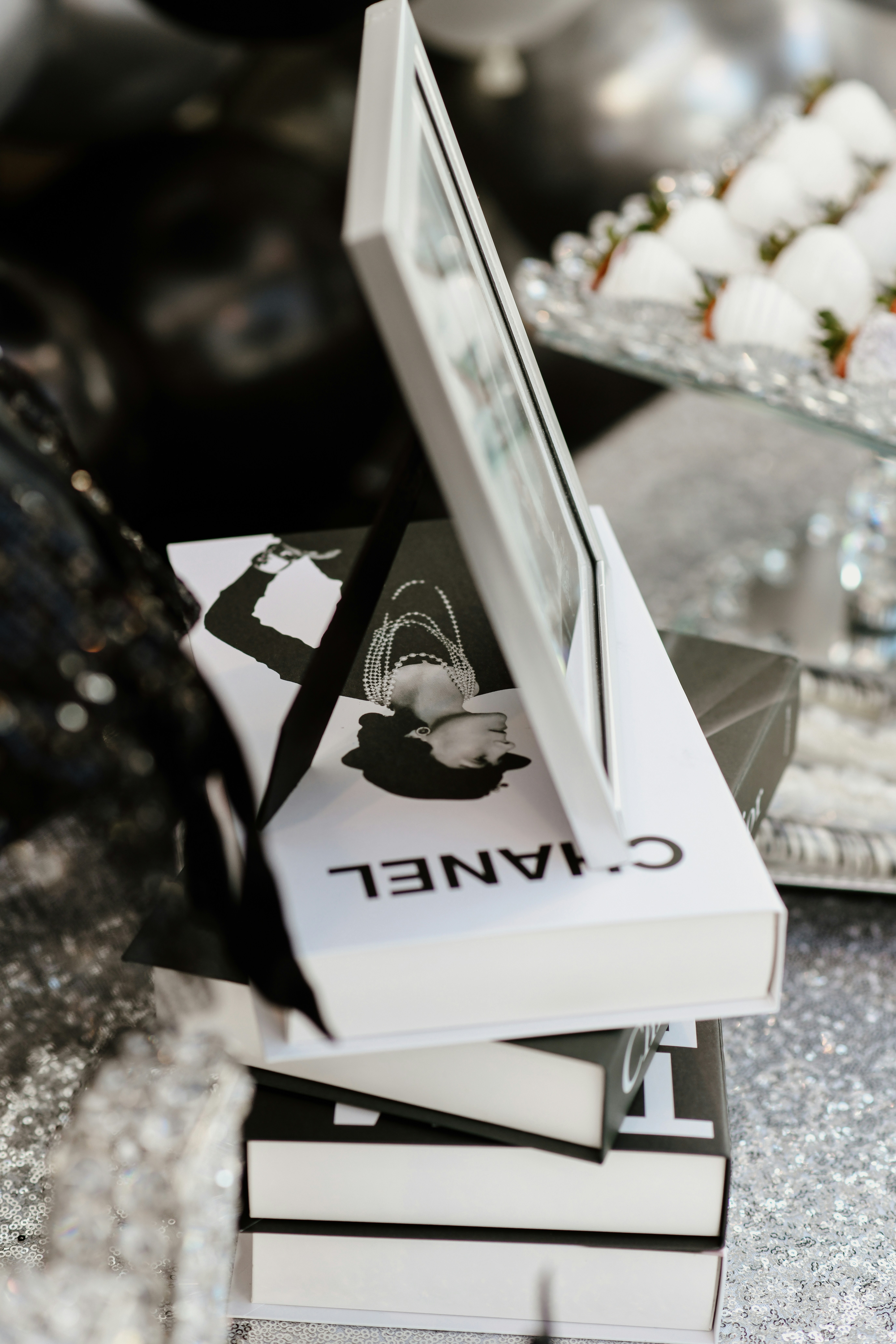 white and black box on table