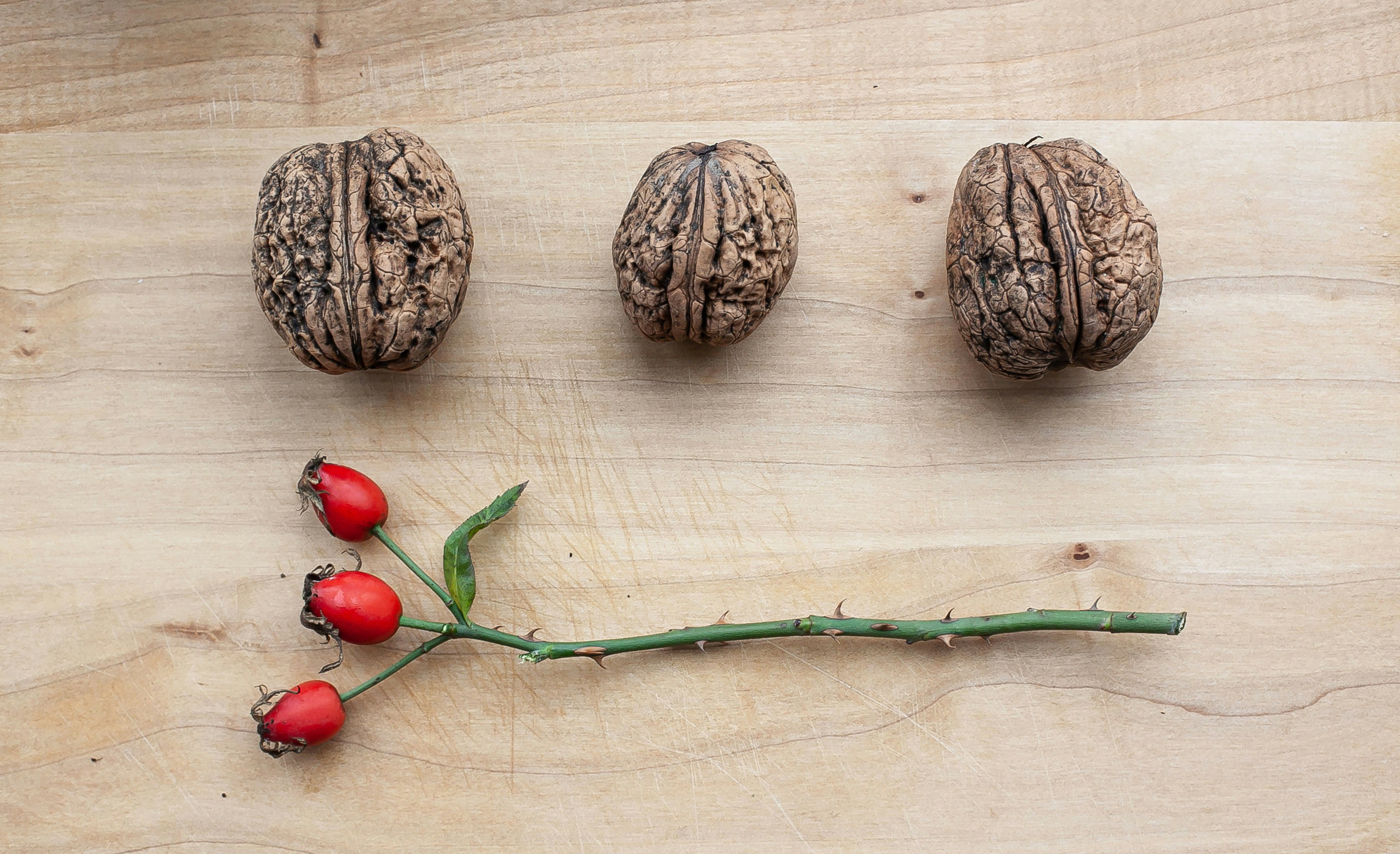 brown and black round fruit
