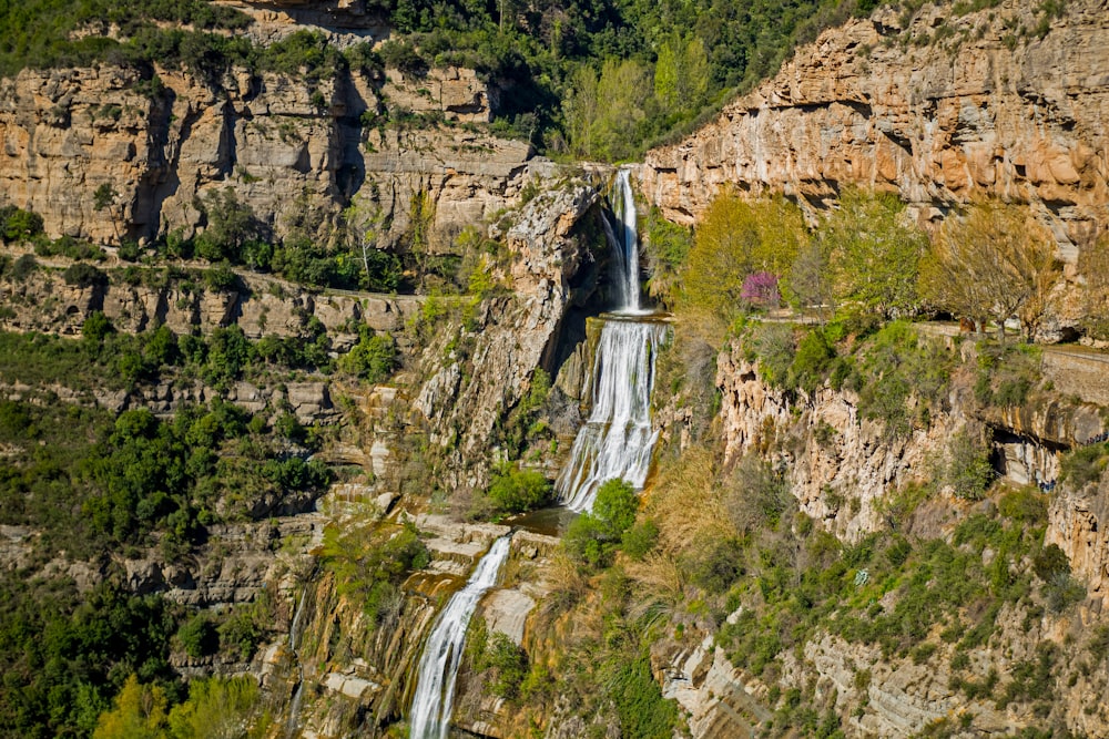 waterfalls in the middle of the forest