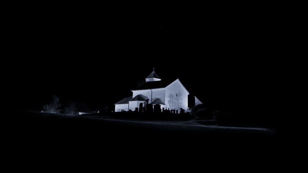 white and black house during night time