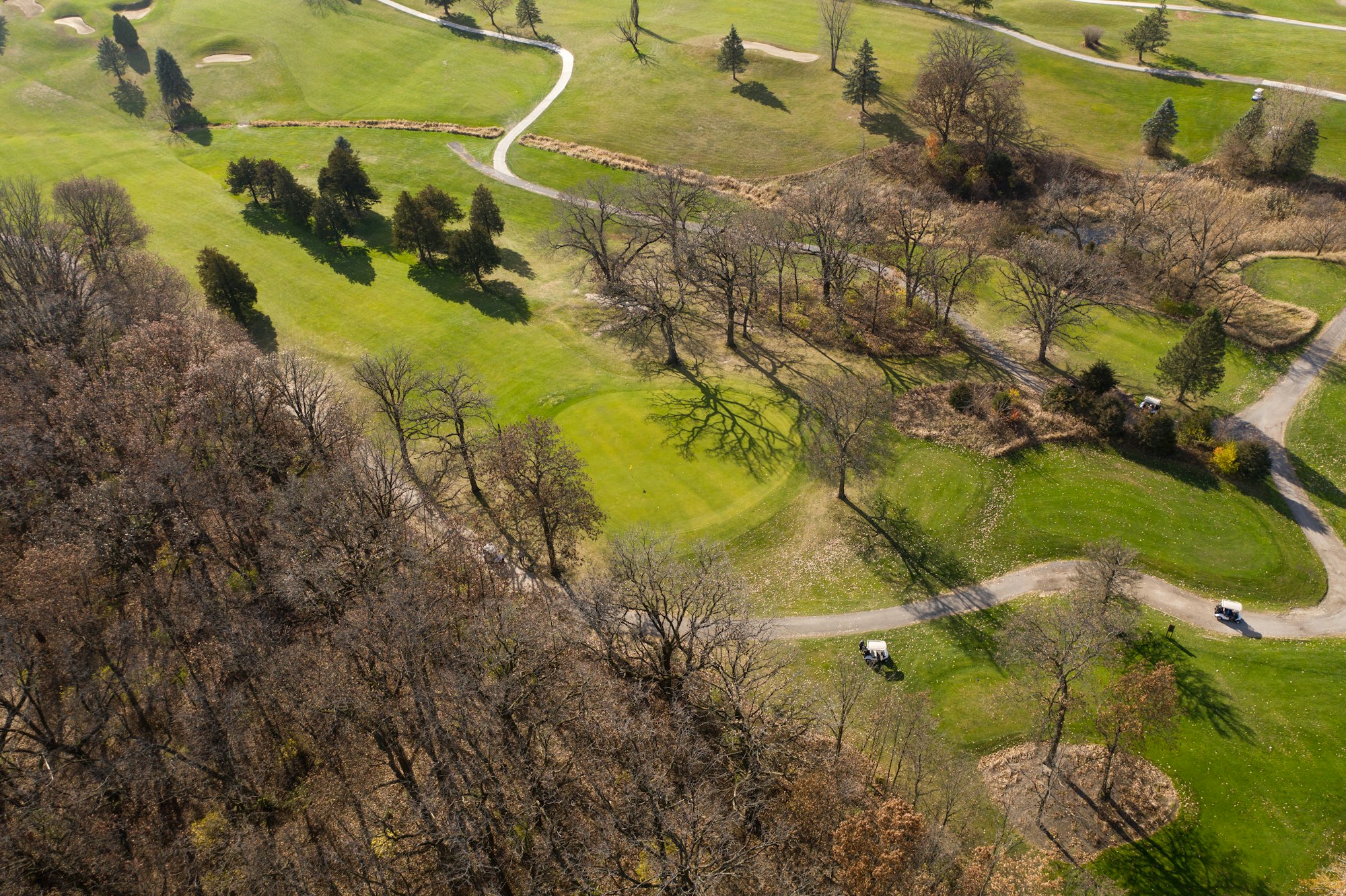 aerial view of green grass field