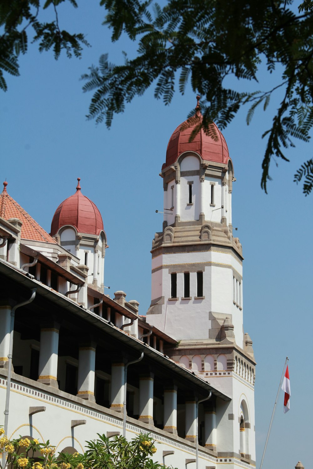 white and red concrete building