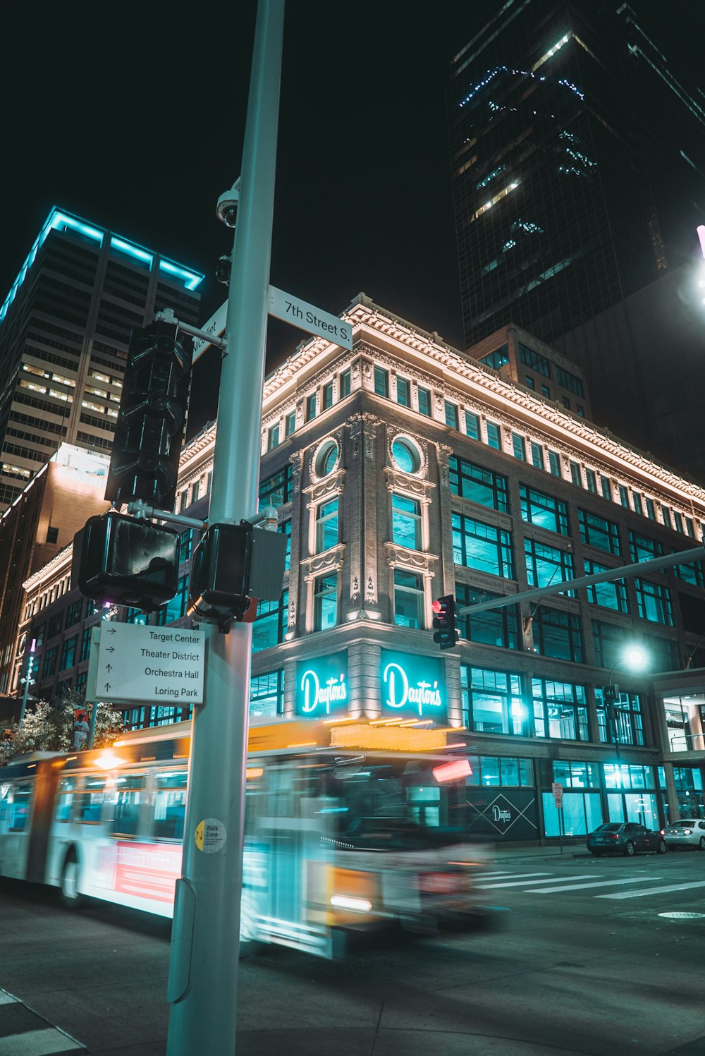 brown and white concrete building during night time