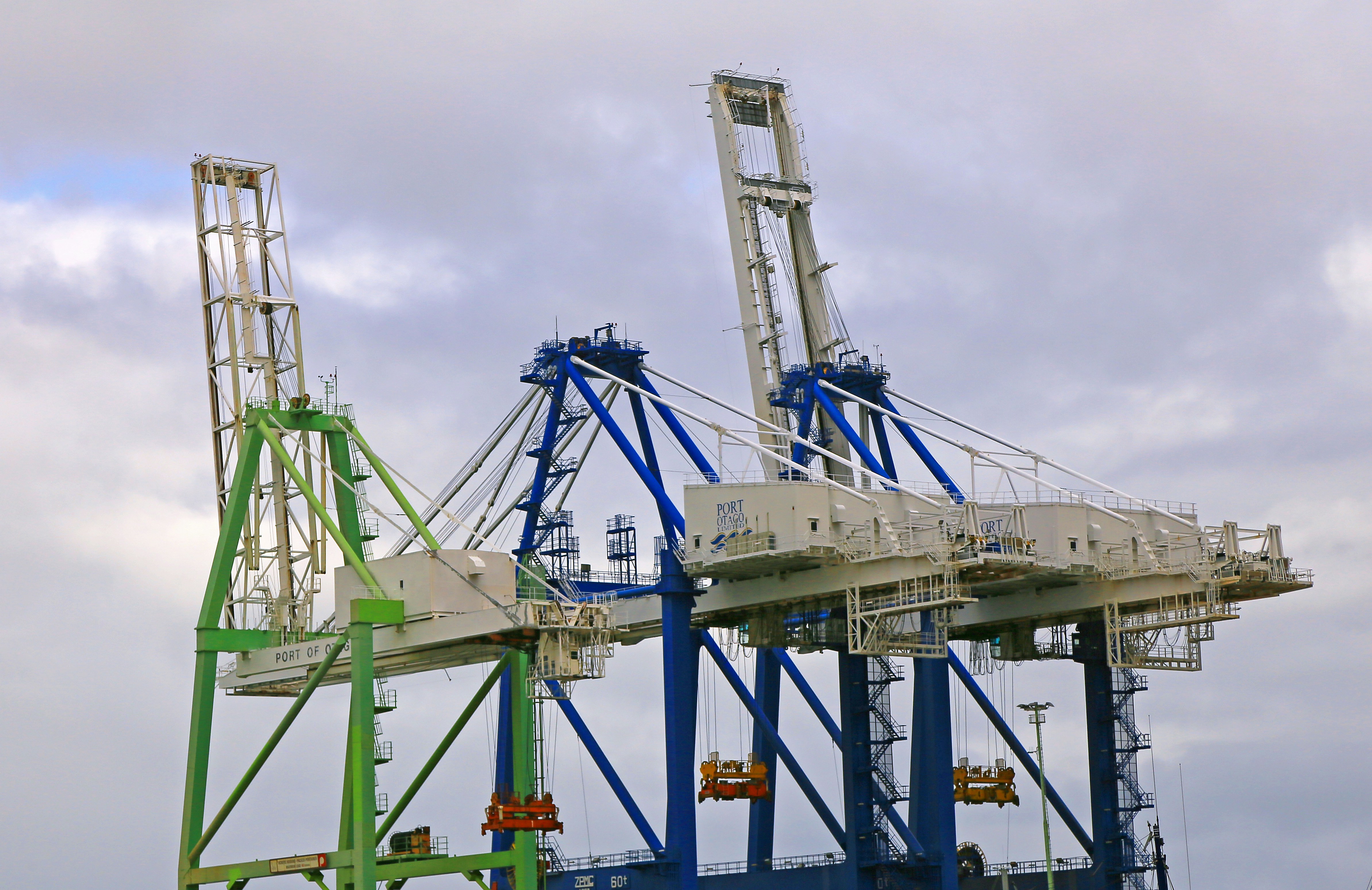 blue and white industrial machine