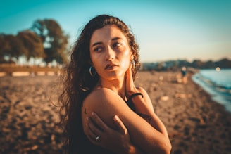woman in black tank top