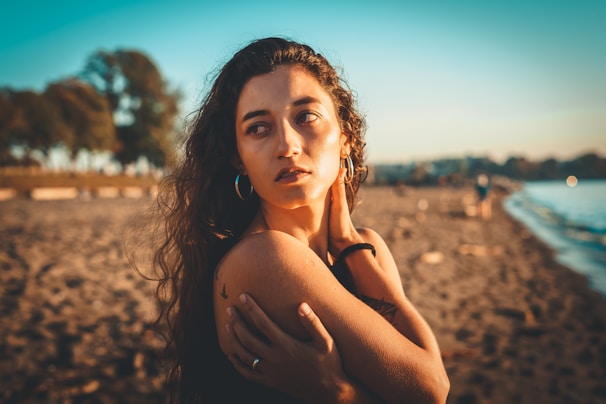 woman in black tank top