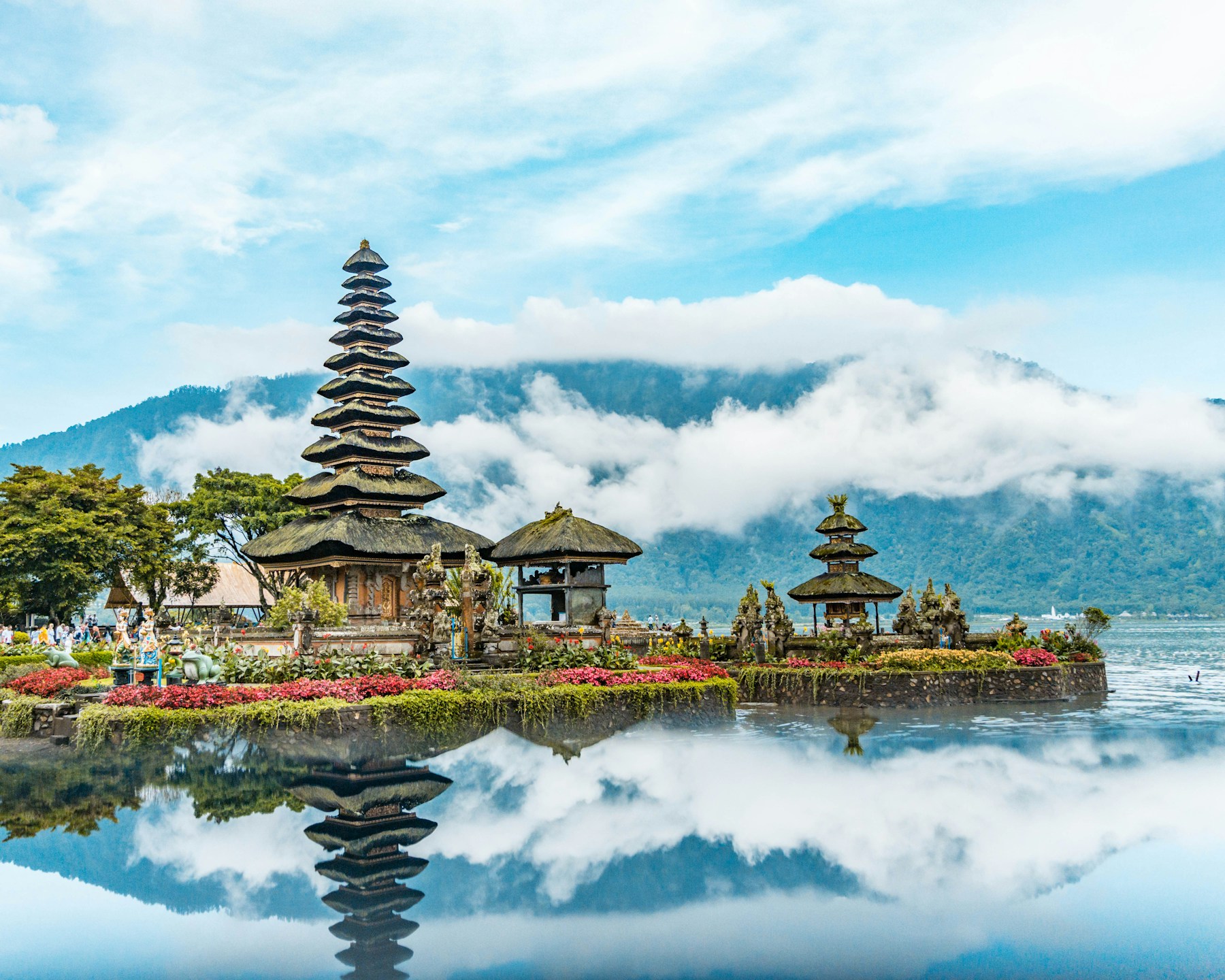 Ulun Danu Beratan Temple on the lake in Bali