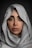 woman covered with gray textile