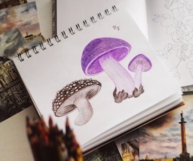 purple and white bird illustration